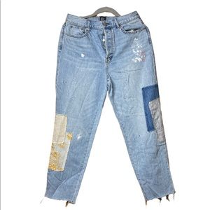 Urban Outfitters BDG High Rise Slim Straight Cropped patch Jean